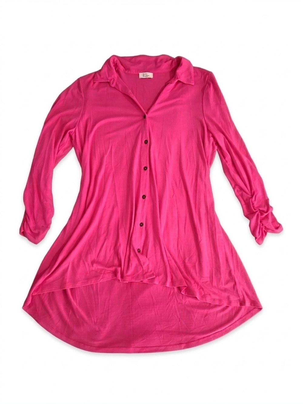 Kim Rogers Bright Hot Pink Button-Down Tunic